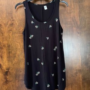 Old Navy Luxe Black Tunic Length Floral Tank Size Medium